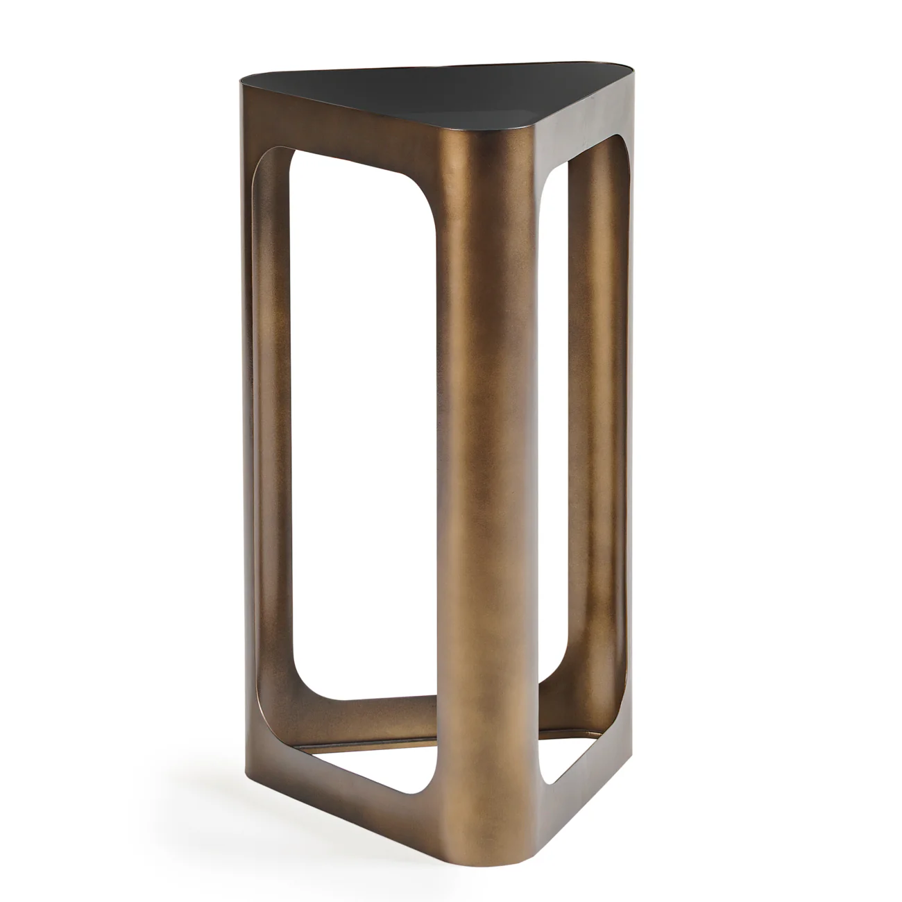 Libra Interiors Thorpe Triangular Accent Table – Black Tinted Glass - Image 2