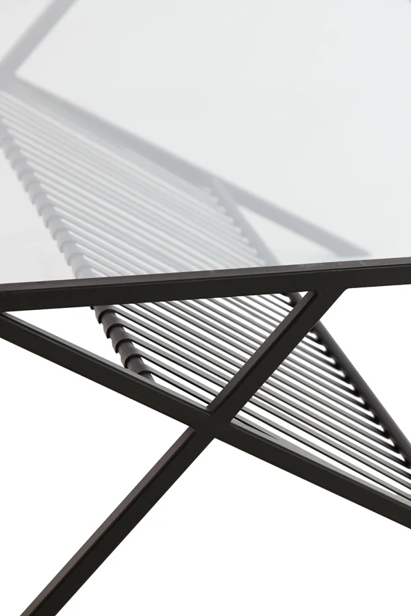 Light & Living Ezra Coffee Table in Clear Glass and Matt Black - Image 5