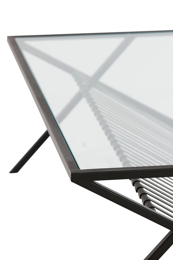 Light & Living Ezra Coffee Table in Clear Glass and Matt Black - Image 6