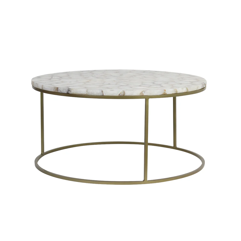 Light & Living Axat Coffee Table with White Agate and Antique Bronze