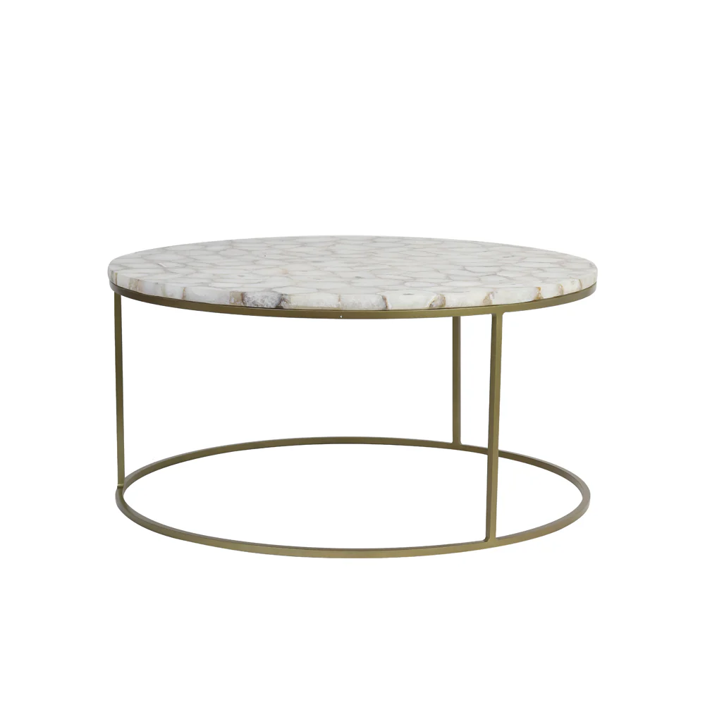 Light & Living Axat Coffee Table with White Agate and Antique Bronze - Image 2