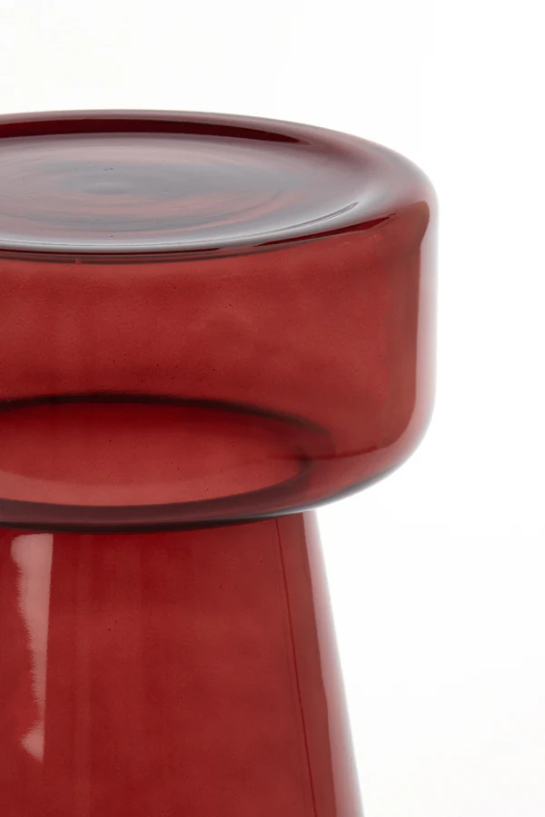 Light & Living Dakwa Tall Side Table in Burgundy Glass - Image 2
