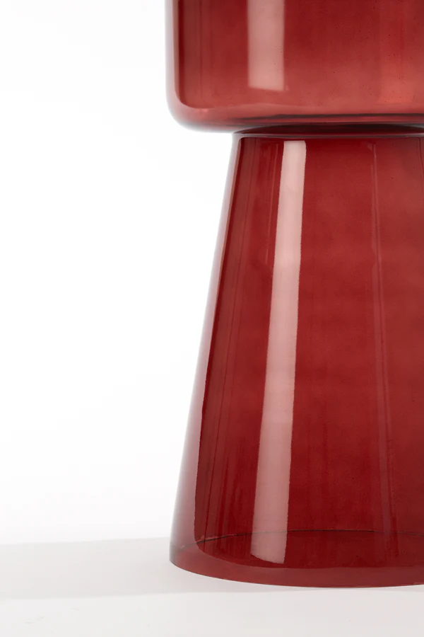 Light & Living Dakwa Tall Side Table in Burgundy Glass - Image 3