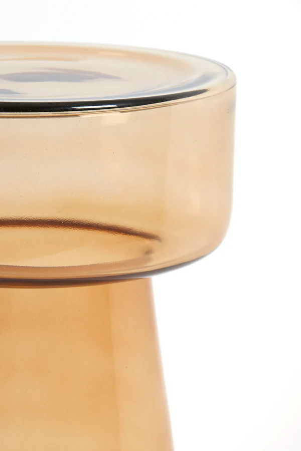 Light & Living Dakwa Tall Side Table in Ochre-Yellow Glass - Image 2