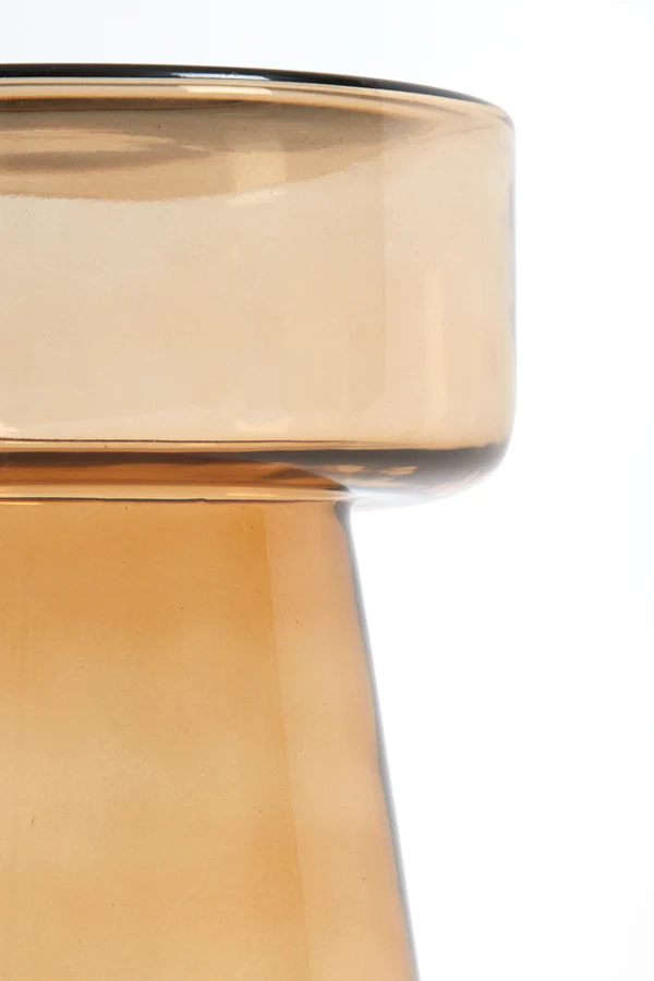 Light & Living Dakwa Tall Side Table in Ochre-Yellow Glass - Image 3