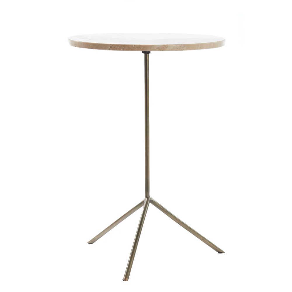 Light & Living Gimi Side Table in Antique Bronze and Cream Travertine - Image 2