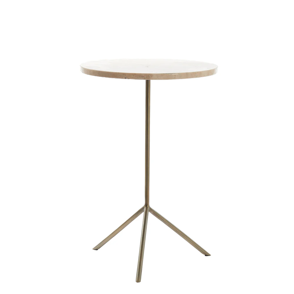 Light & Living Gimi Side Table in Antique Bronze and Cream Travertine - Image 3