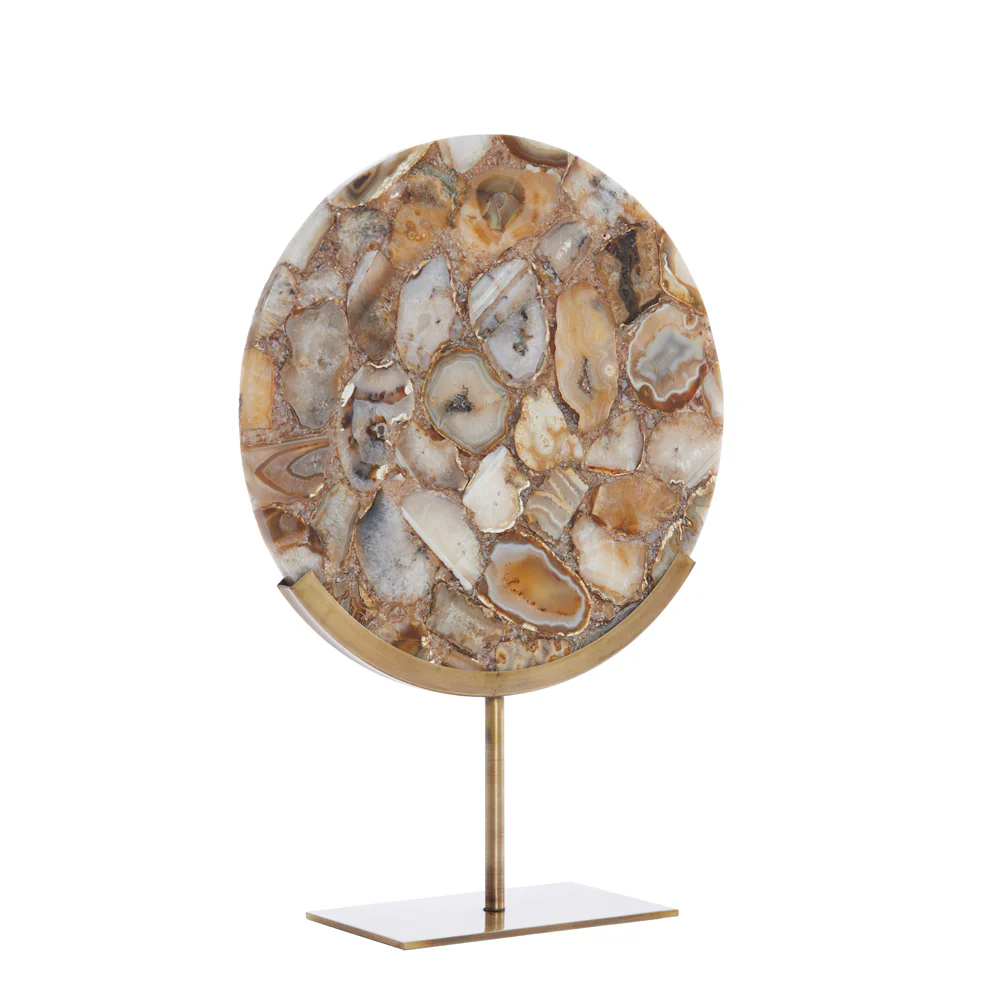 Light & Living Gouya Sculpture in Yellow Agate and Antique Bronze - Image 2