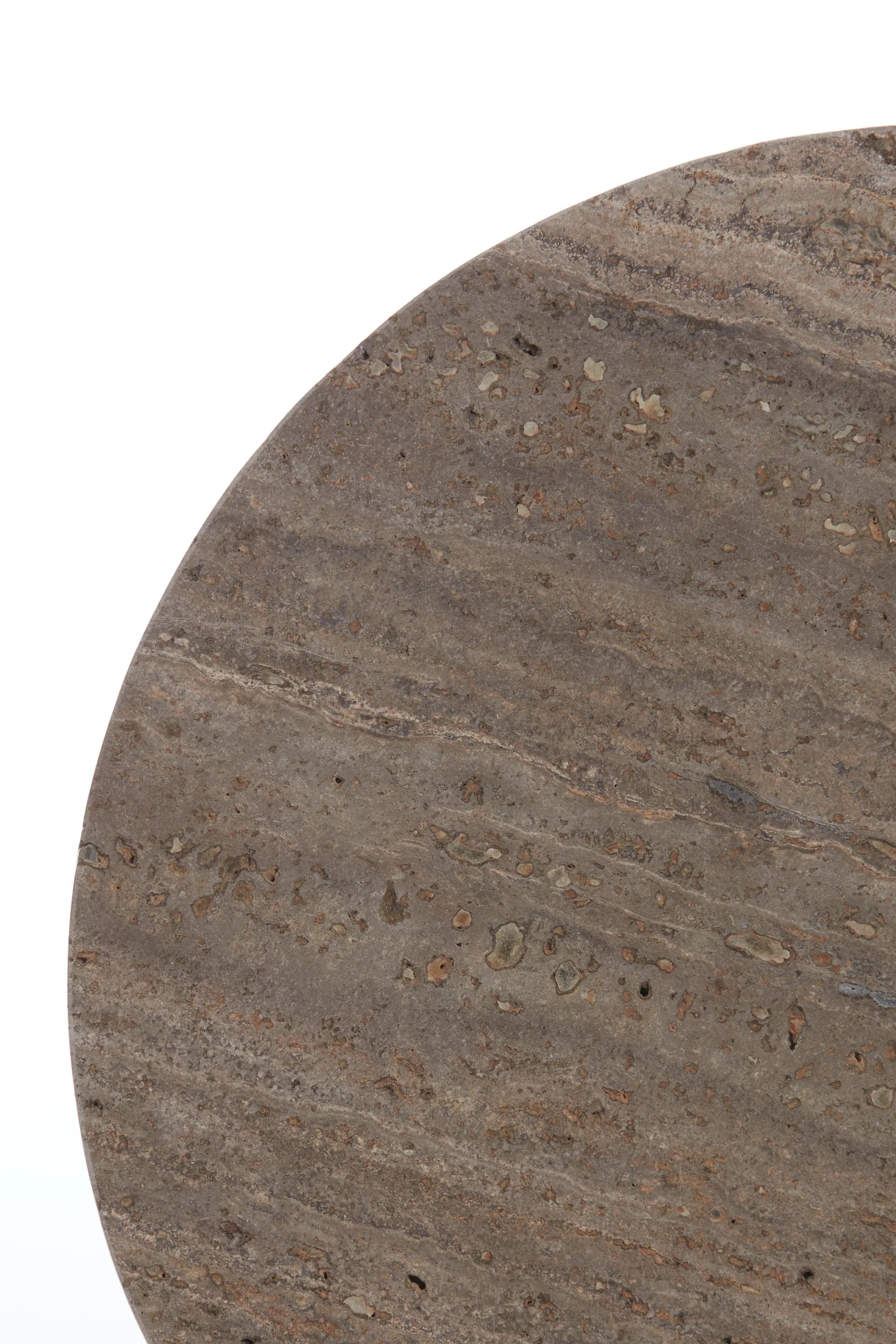 Light & Living Kimi Side Table in Dark Bronze and Brown Travertine - Image 4