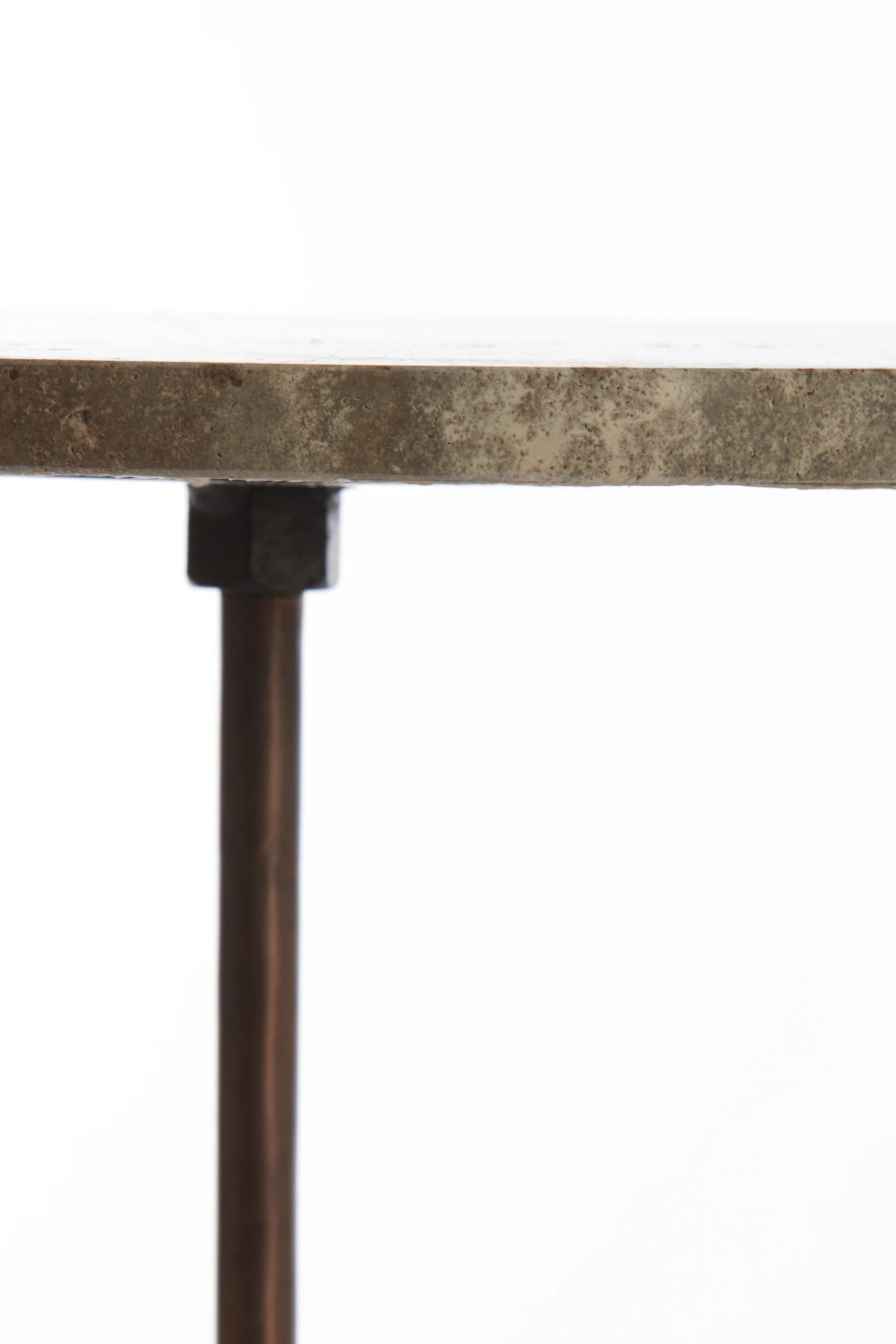 Light & Living Kimi Side Table in Dark Bronze and Brown Travertine - Image 6