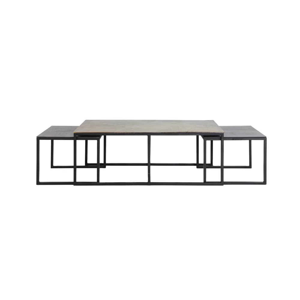 Light & Living Kumalu Coffee Table in Antique Bronze – Set of 3