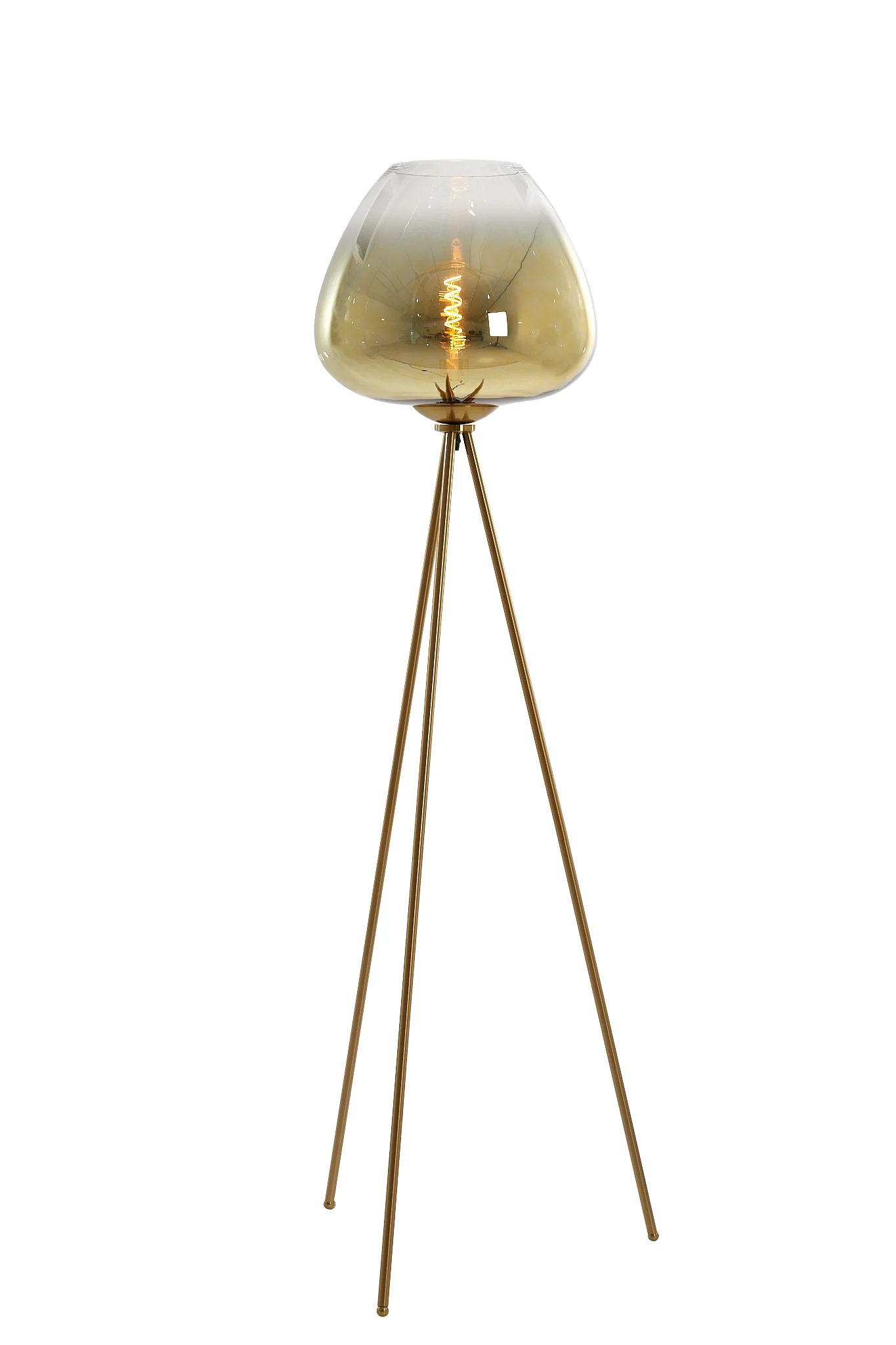 Light & Living Mayson Floor Lamp in Gold and Gold and Clear Glass - Image 2