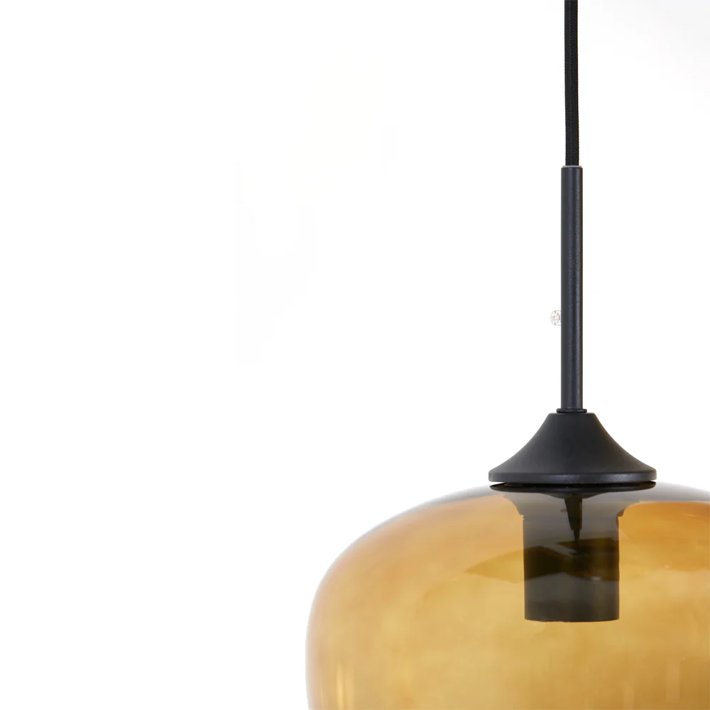 Light & Living Mayson Hanging Lamp in Matt Black and Brown Glass – 10 Lights - Image 4