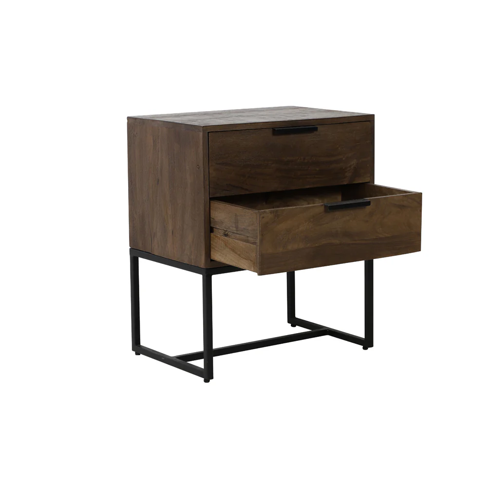 Light & Living Meave Bedside Table in Dark Brown Wood - Image 3