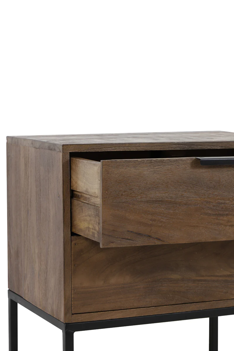 Light & Living Meave Bedside Table in Dark Brown Wood - Image 7