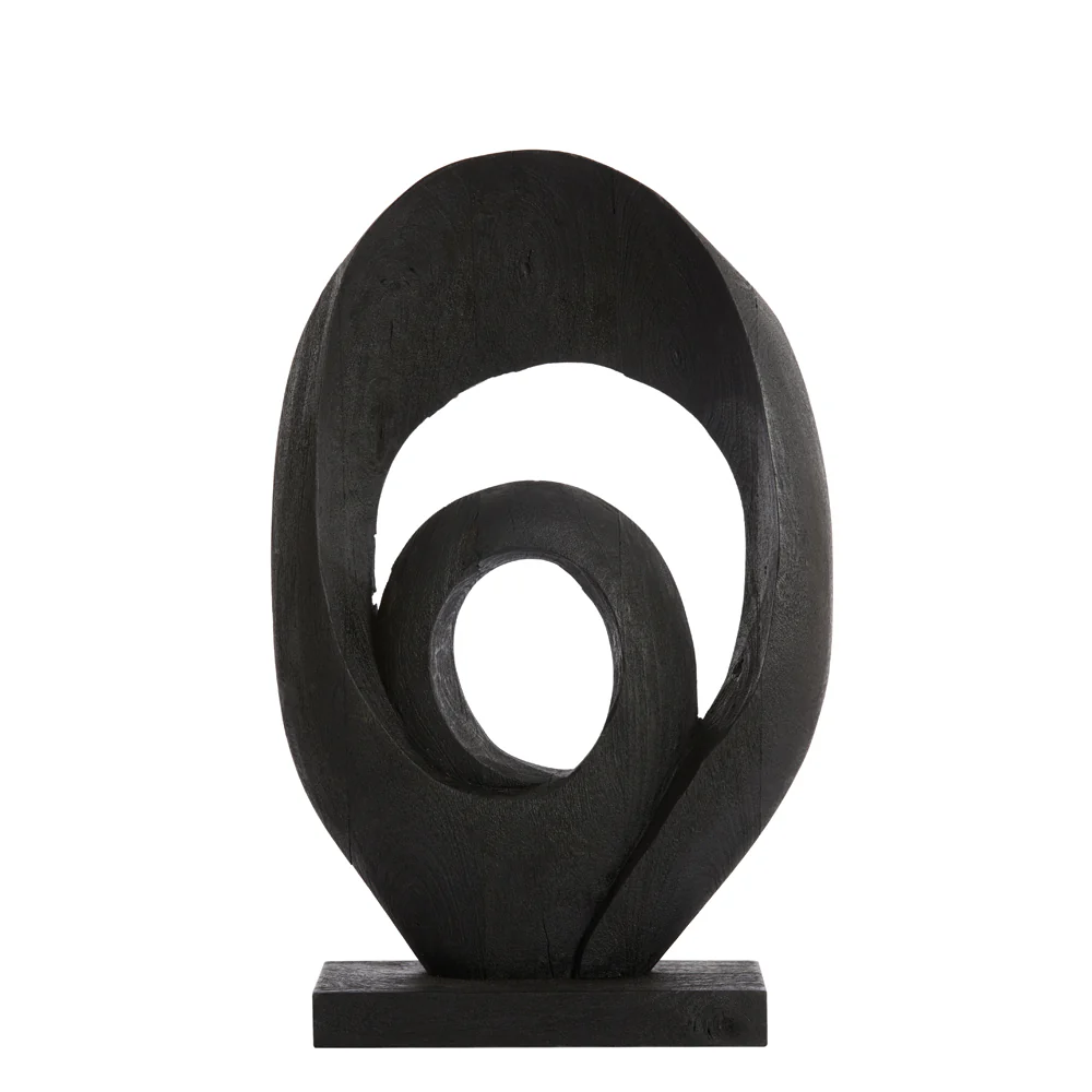 Light & Living Randa Sculpture in Matt Black Wood – Excess Stock