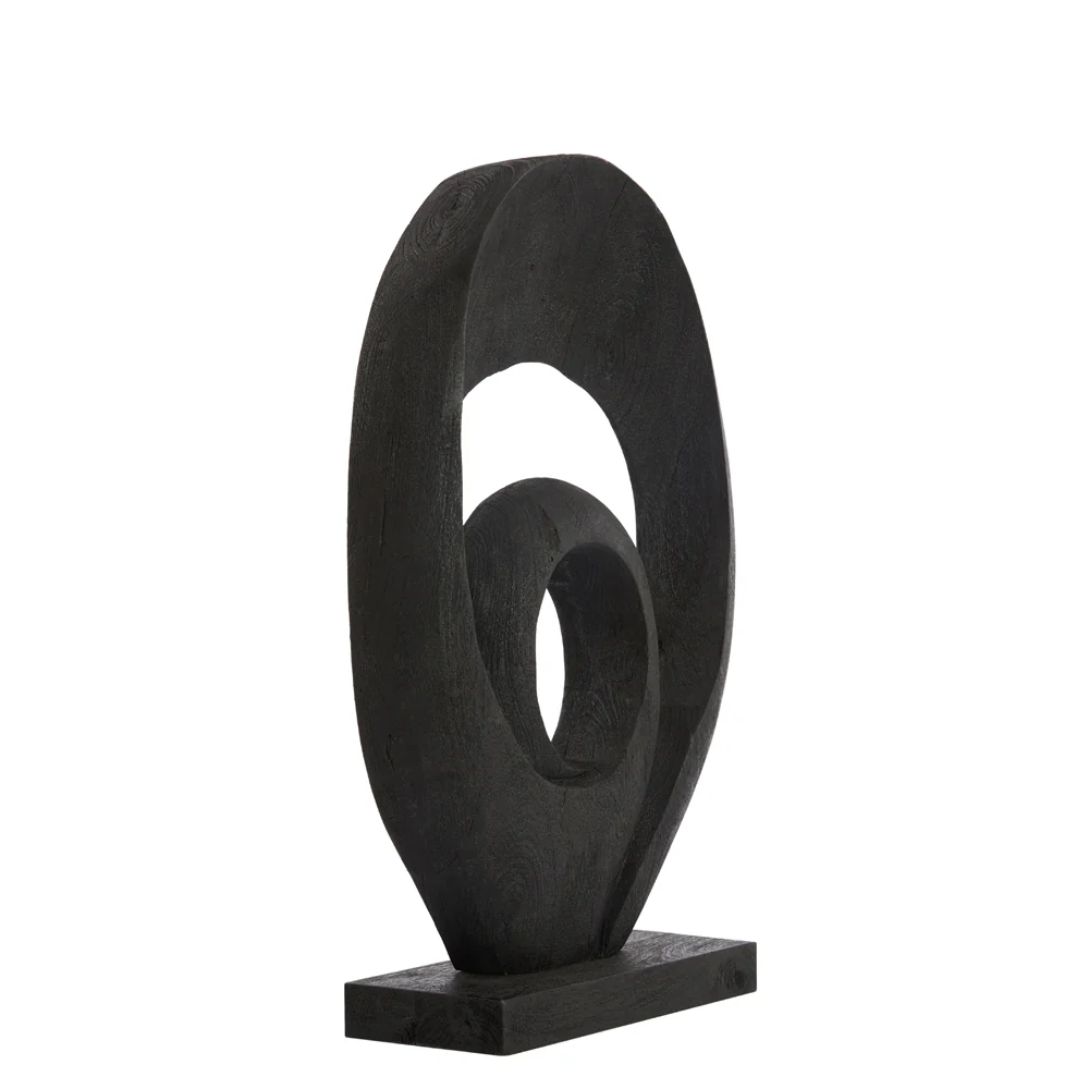 Light & Living Randa Sculpture in Matt Black Wood – Excess Stock - Image 2