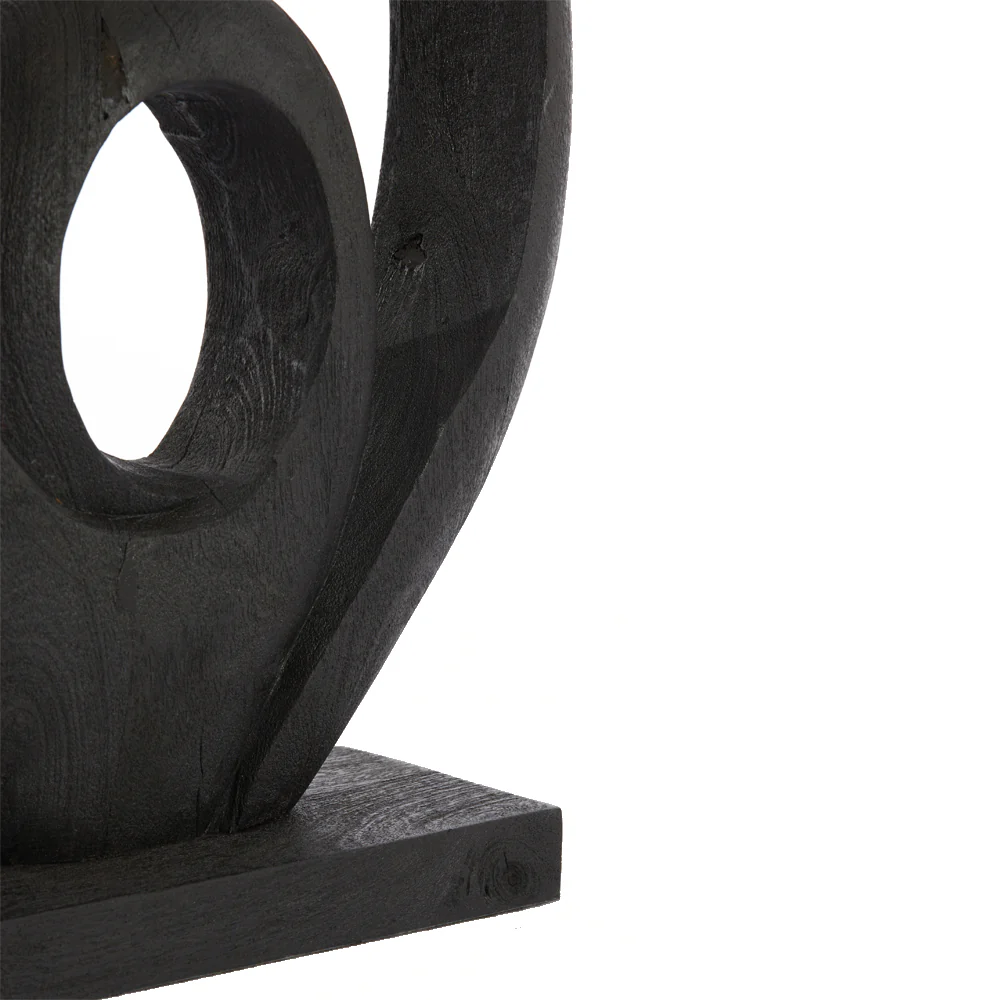 Light & Living Randa Sculpture in Matt Black Wood – Excess Stock - Image 4