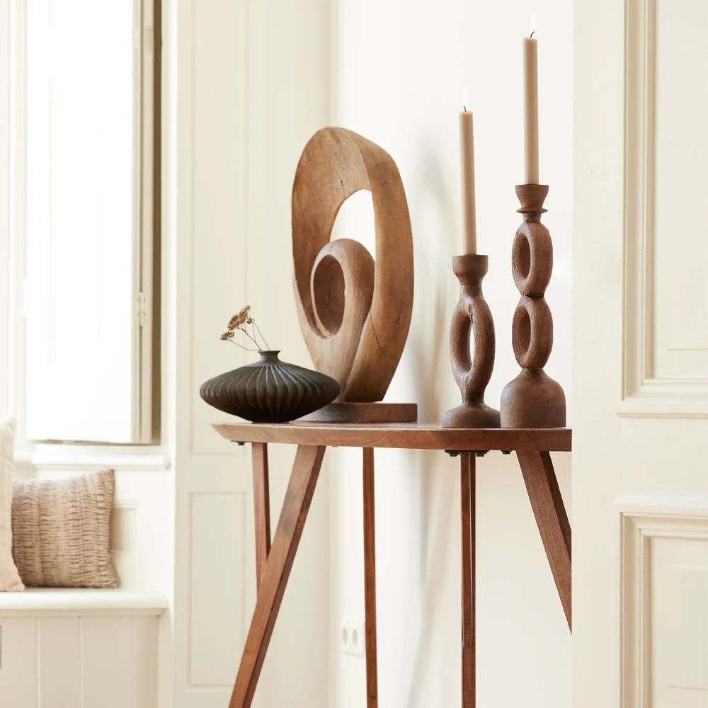 Light & Living Randa Sculpture in Matt Brown Wood - Image 6