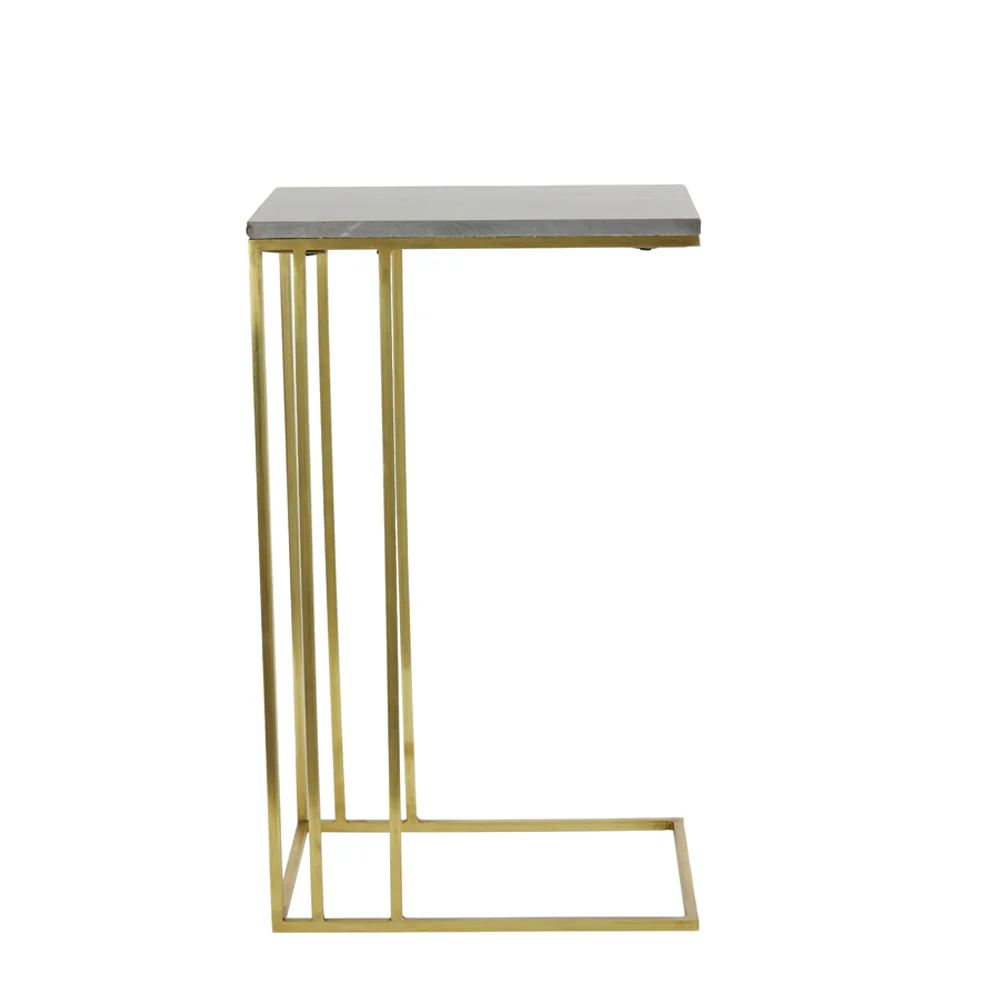 Light & Living Roshan Side Table in Brown Marble and Brass Finish - Image 2