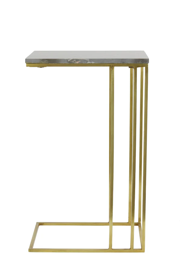 Light & Living Roshan Side Table in Brown Marble and Brass Finish - Image 3
