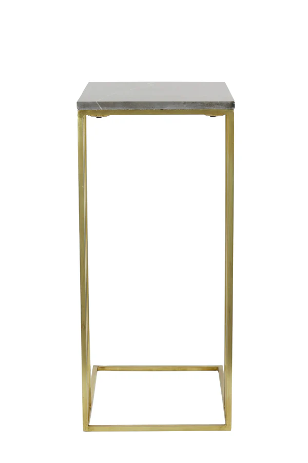 Light & Living Roshan Side Table in Brown Marble and Brass Finish - Image 4