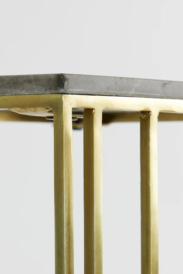 Light & Living Roshan Side Table in Brown Marble and Brass Finish - Image 6