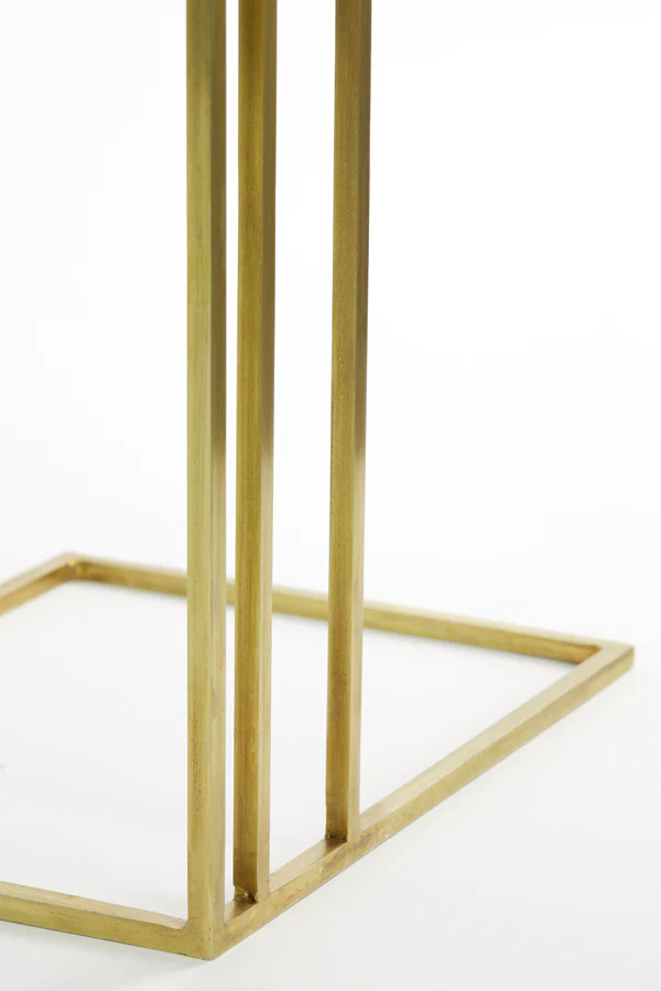 Light & Living Roshan Side Table in Brown Marble and Brass Finish - Image 7