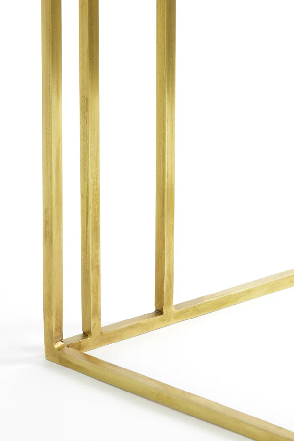 Light & Living Roshan Side Table in Brown Marble and Brass Finish - Image 8