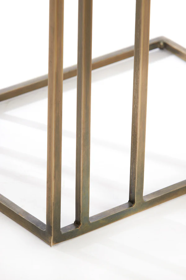 Light & Living Roshan Side Table in Sand Travertine and Antique Bronze Finish - Image 6