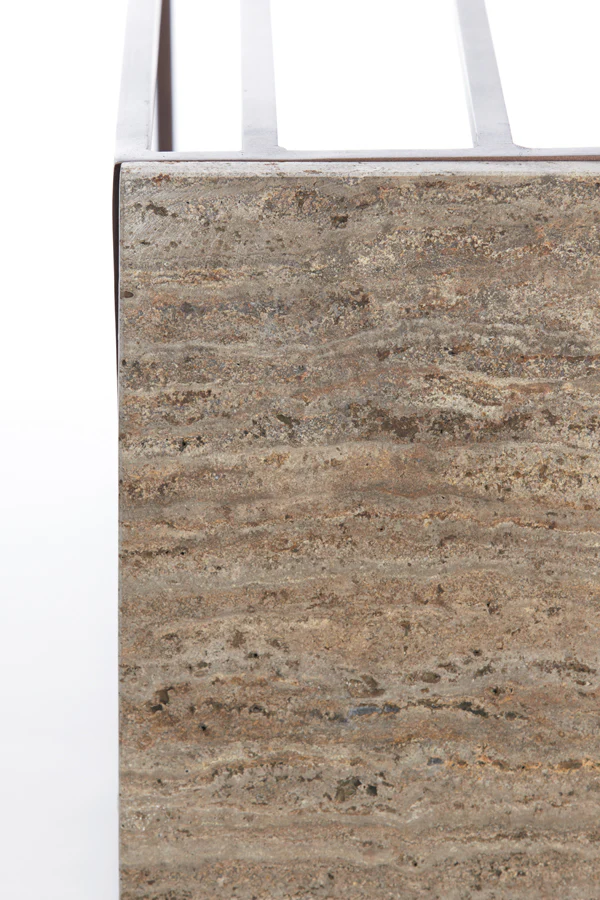 Light & Living Roshan Side Table in Travertine and Dark Brown Finish - Image 3