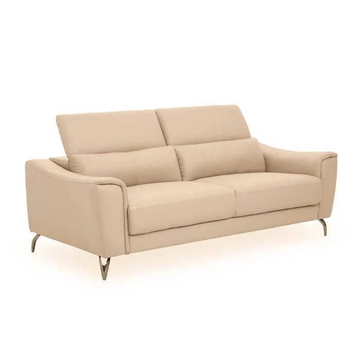 Lincoln 3-Seater Sofa – Beige Leather - Image 3