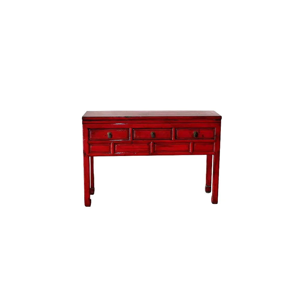 Lingbao Console Table – Vintage Red