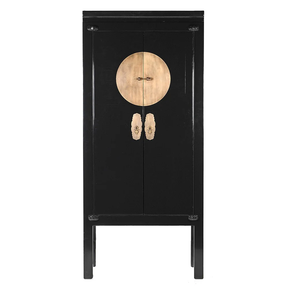 Lingbao Tall Black Cabinet with 2 Doors