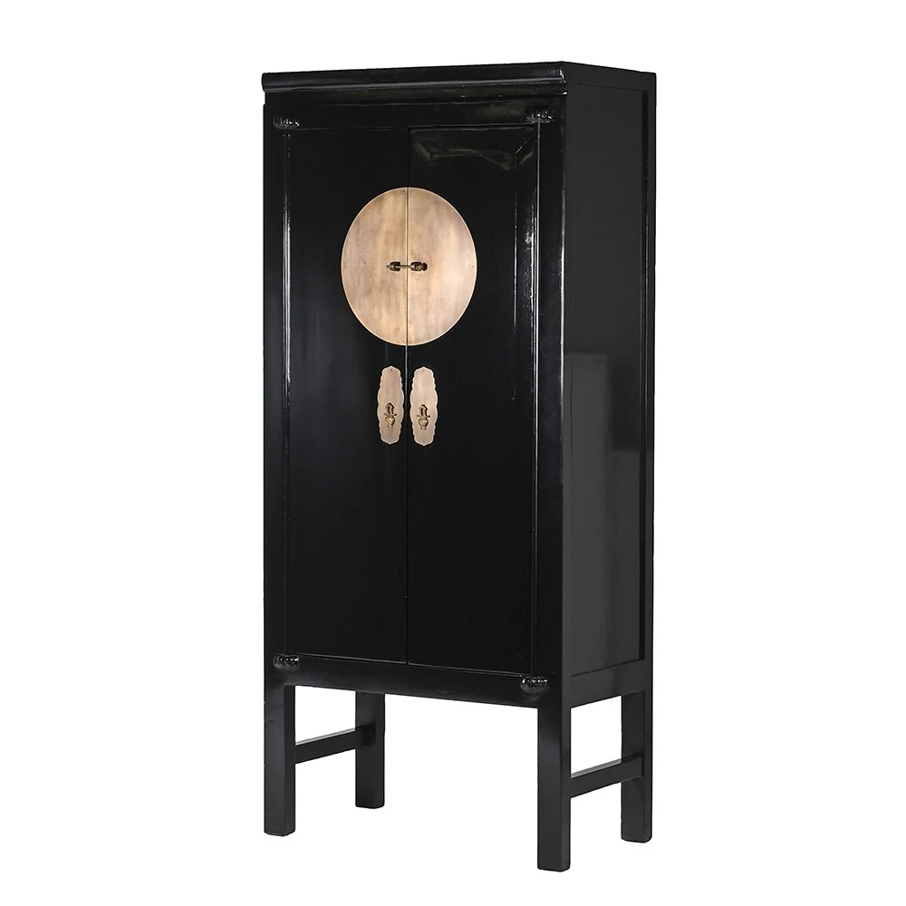 Lingbao Tall Black Cabinet with 2 Doors - Image 2