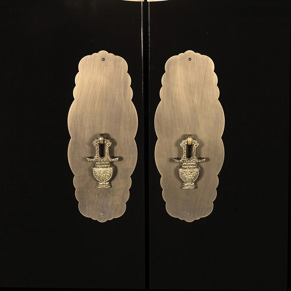Lingbao Tall Black Cabinet with 2 Doors - Image 4