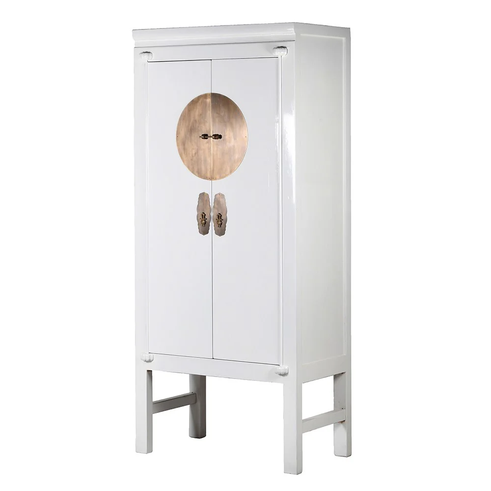 Lingbao Tall White Cabinet with 2 Doors - Image 2