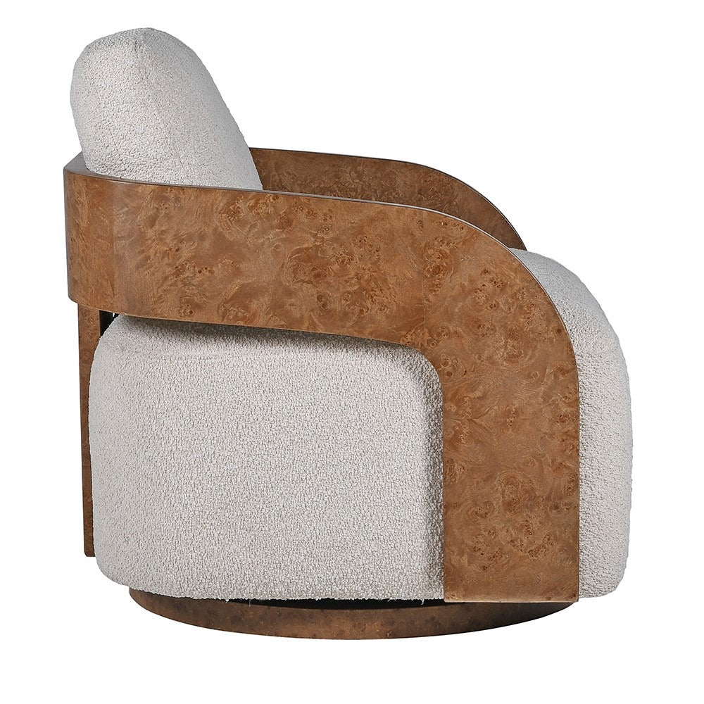 Loretta Swivel Chair – Cream Boucle - Image 3