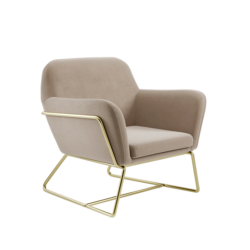 LPD Home Charles Armchair – Beige & Gold