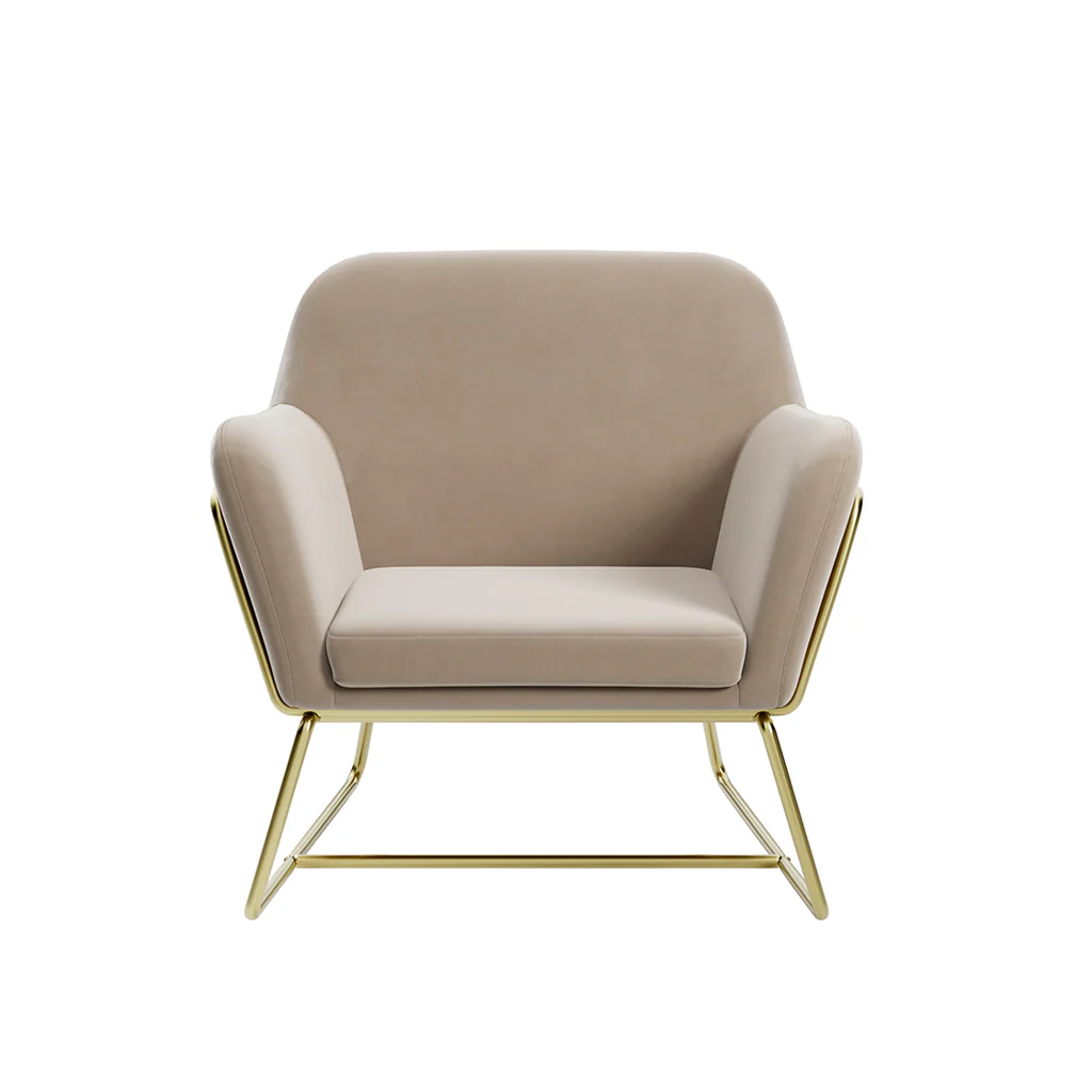 LPD Home Charles Armchair – Beige & Gold - Image 2