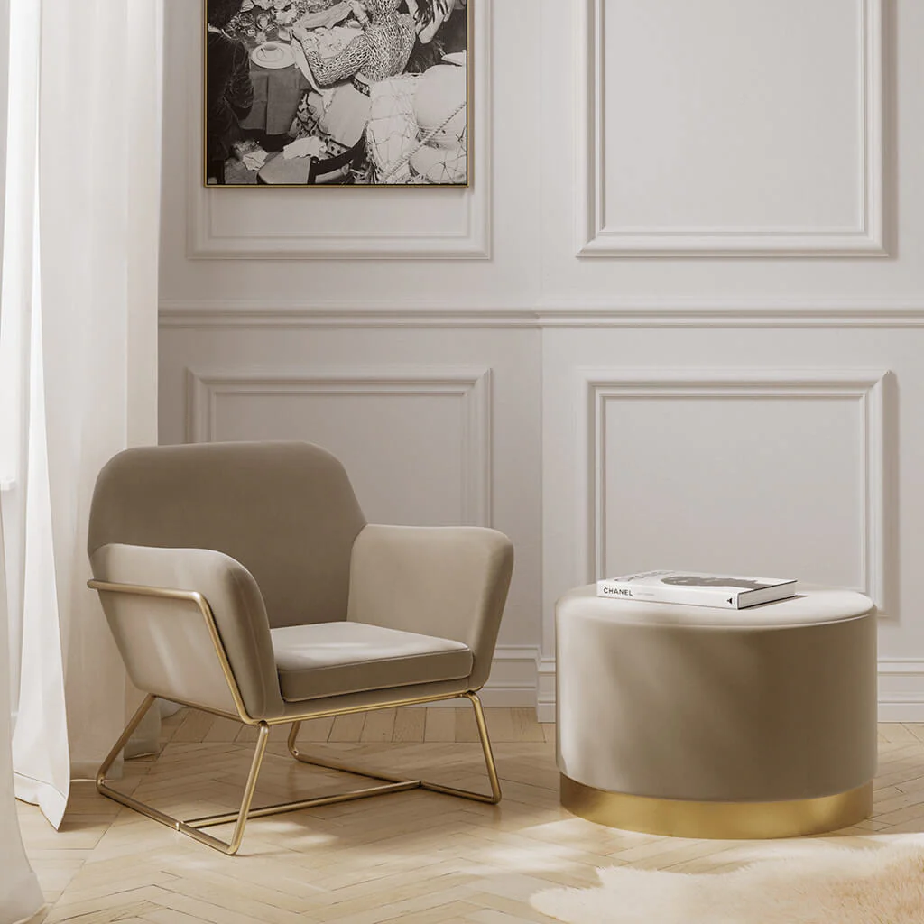LPD Home Charles Armchair – Beige & Gold - Image 5