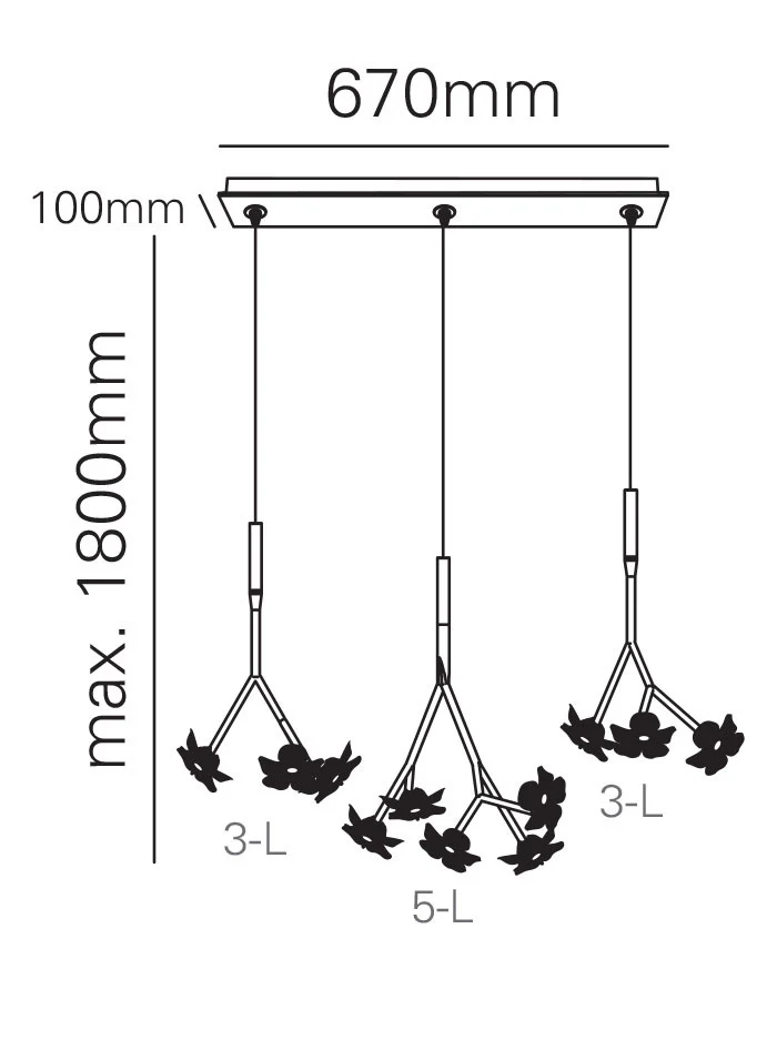 Maretti Lighting Hortense – 11 Light Rectangular Hanging Lamp – Bronze - Image 4