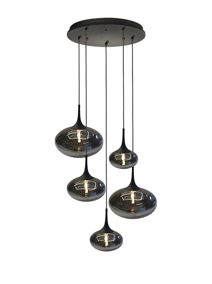 Maretti Lighting Paradiso Ceiling Light – 5 Light – Smoked Glass