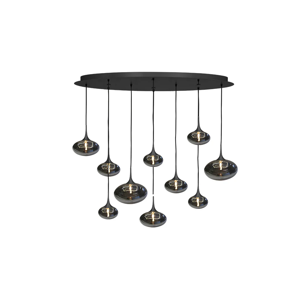Maretti Lighting Paradiso Oval Ceiling Light – 10 Light – Smoked Glass