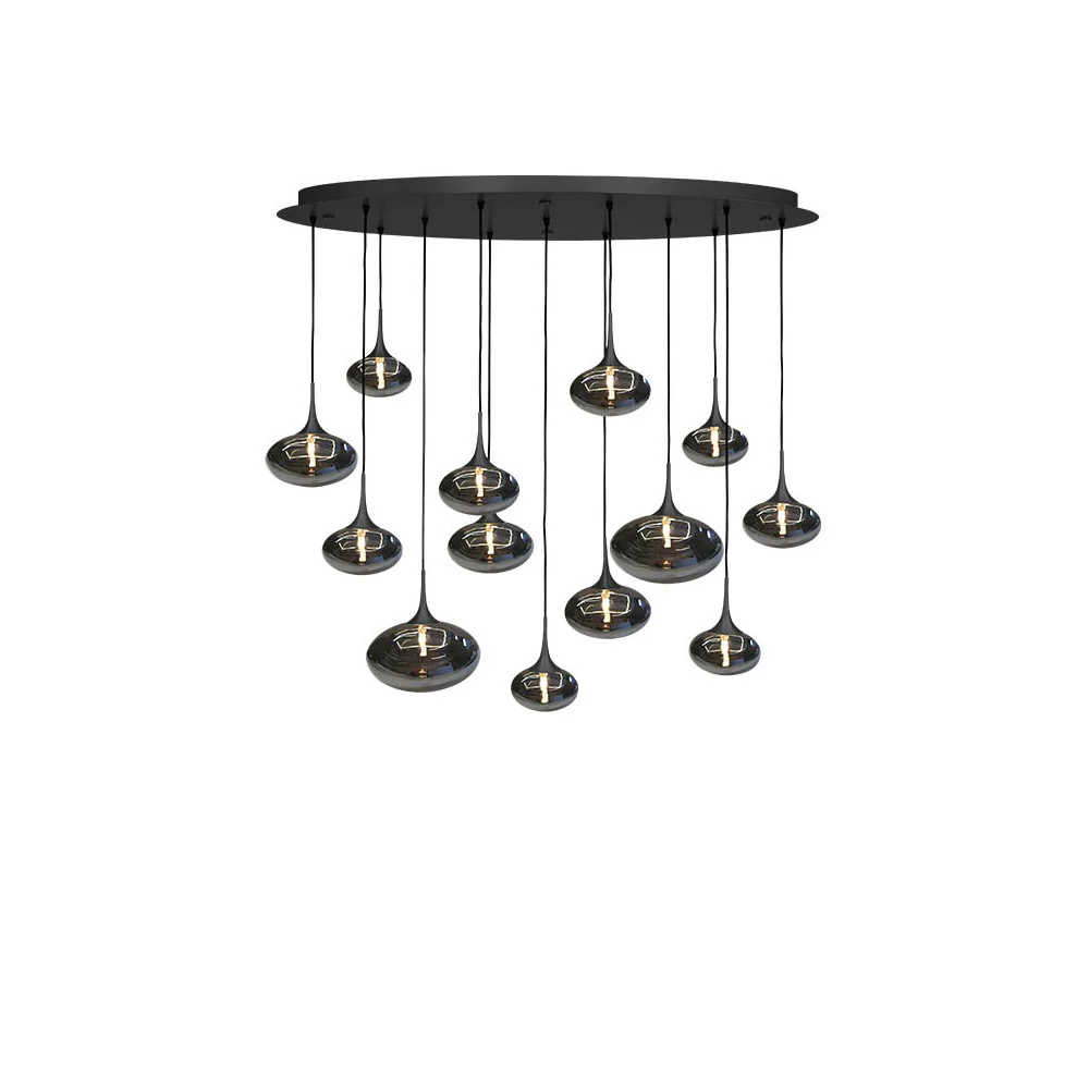 Maretti Lighting Paradiso Oval Ceiling Light – 13 Light – Smoked Glass
