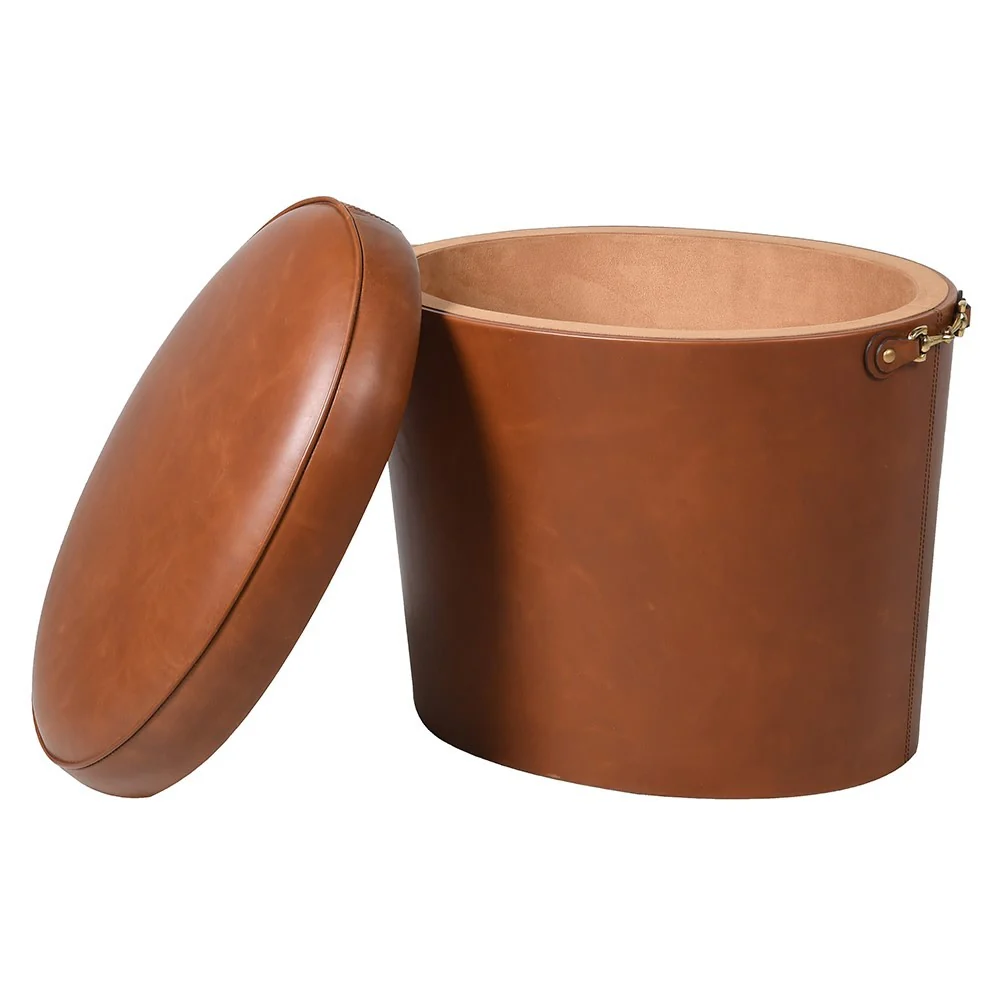 Mason Bucket Stool – Tan Leather - Image 2