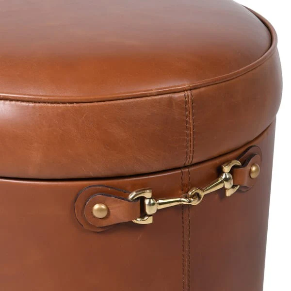 Mason Bucket Stool – Tan Leather - Image 3