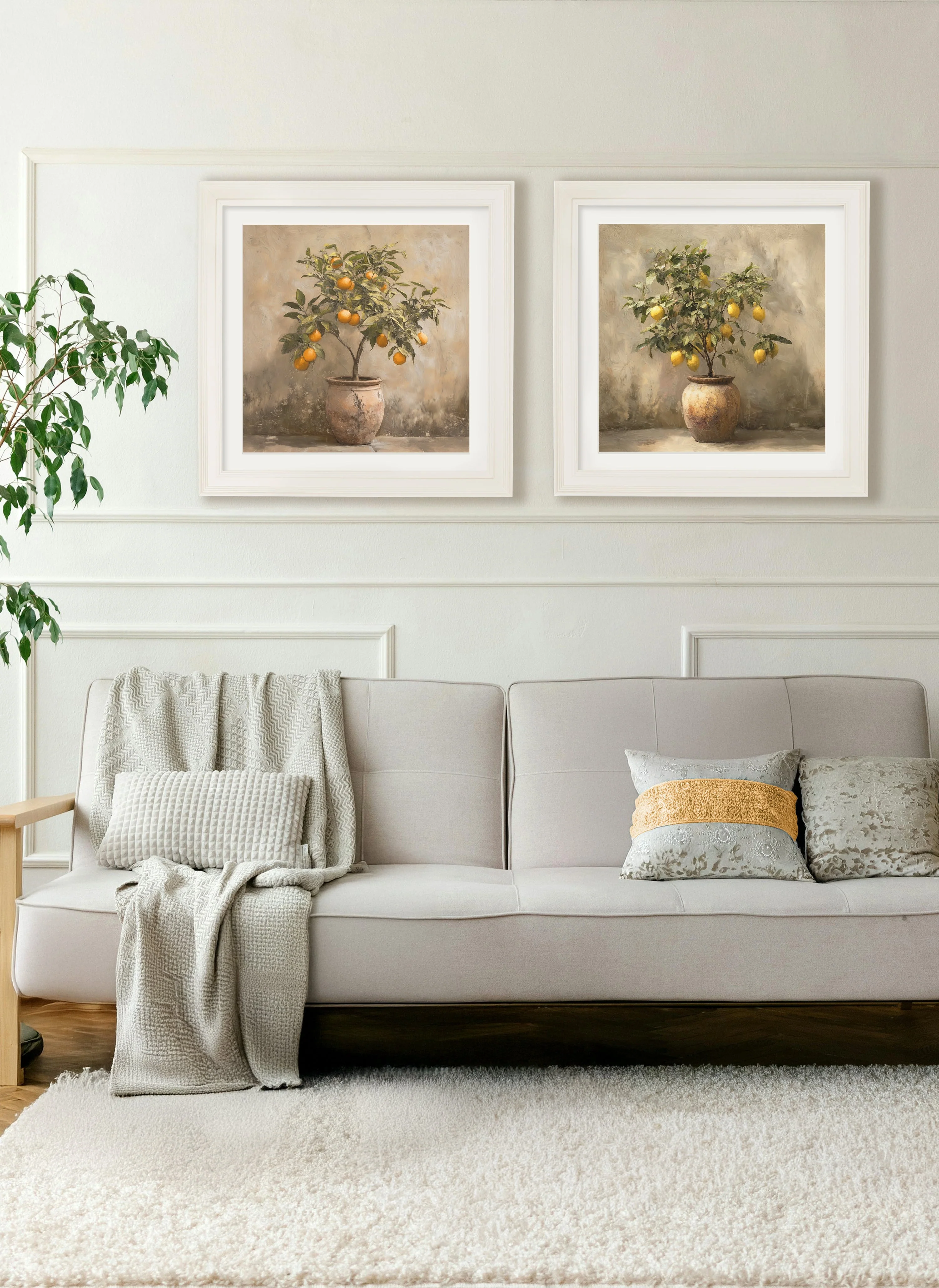Mediterranean Lemon Tree – Cream Hurstwood Square Frame - Image 5