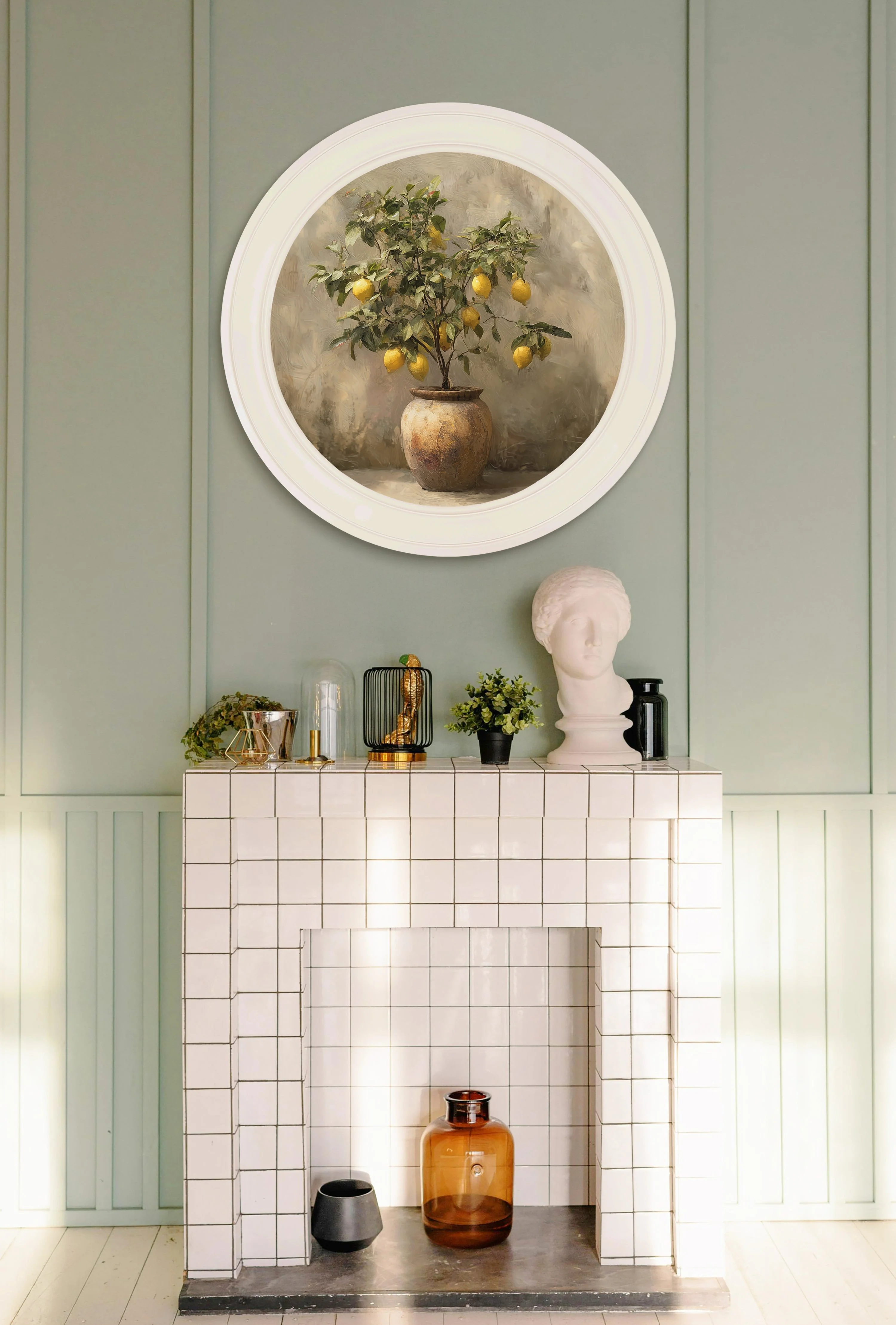Mediterranean Lemon Tree – Oxford Strong White Round Frame - Image 4