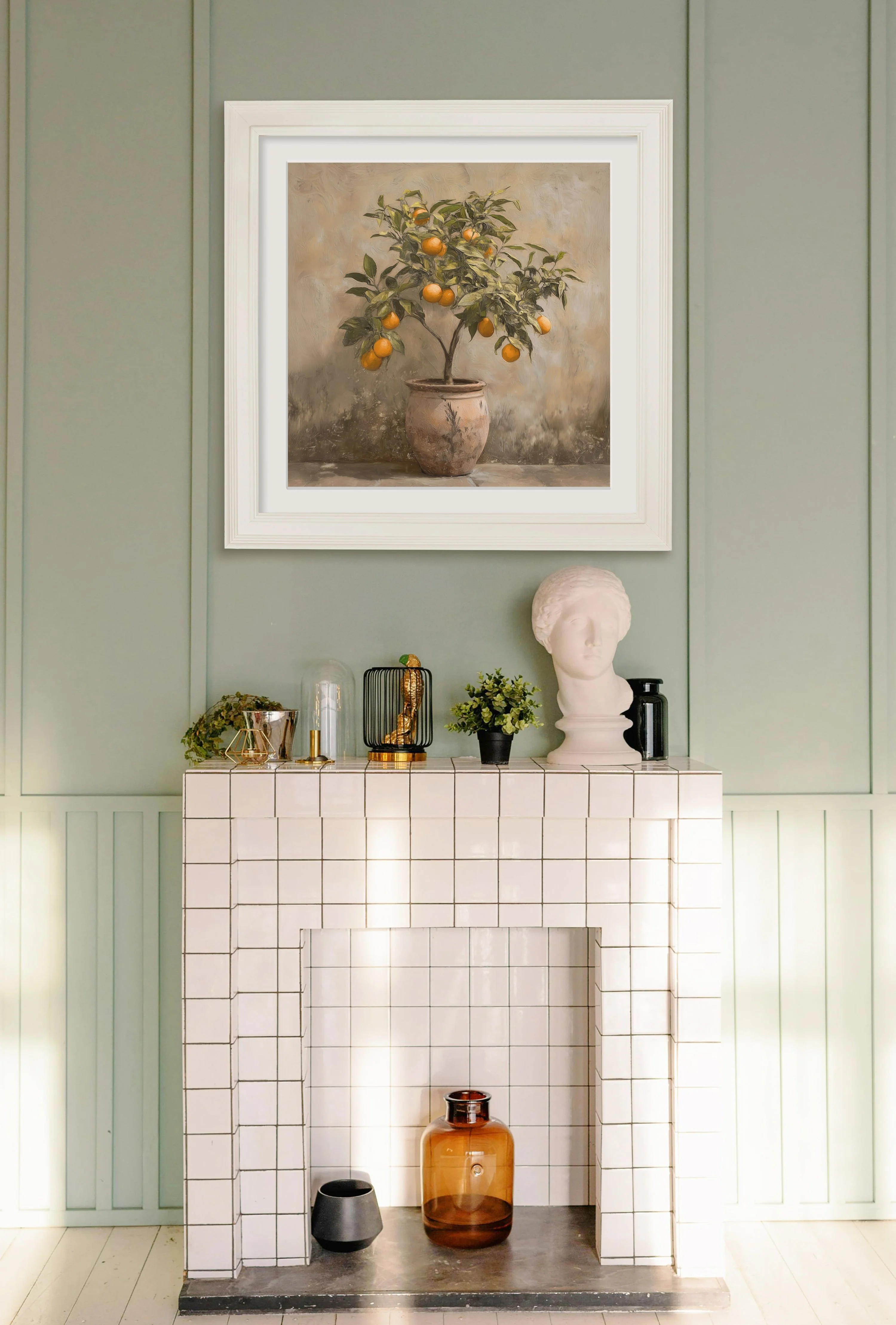 Mediterranean Orange Tree – Cream Hurstwood Square Frame - Image 4